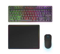 Mars Gaming MCPWTKL, Combo Gaming sans Fil, Technologie DualPro Link 2.4GPRO, Clavier TKL FRGB Rainbow + Souris RGB 3200DPI avec Switches HUANO + Tapis Antidérapant 360x260mm, Noir, Italien