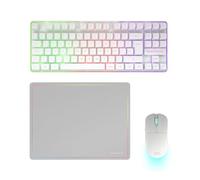 Mars Gaming MCPWTKL, Combo Gaming sans Fil, Technologie DualPro Link 2.4GPRO, Clavier TKL FRGB Rainbow + Souris RGB 3200DPI avec Switches HUANO + Tapis Antidérapant 360x260mm, Blanc, Portugais