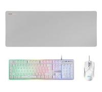 MARS GAMING MCPX PREMIUM - Clavier, souris et tapis de souris - full size - backlit - USB - QWERTY - Espagnol - commutateur : H-Mech - blanc, argent