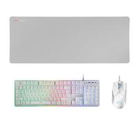 MARS GAMING MCPX PREMIUM - Clavier, souris et tapis de souris - full size - backlit - USB - QWERTY - Espagnol - commutateur : H-Mech - blanc, argent