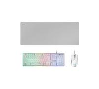 MARS GAMING MCPX PREMIUM - Clavier, souris et tapis de souris - full size - backlit - USB - QWERTY - Espagnol - commutateur : H-Mech - blanc, argent
