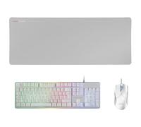 MARS GAMING MCPX PREMIUM - Clavier, souris et tapis de souris - full size - backlit - USB - QWERTY - Espagnol - commutateur : H-Mech - blanc, argent