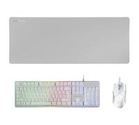 Mars Gaming MCPXWFR, FR, Combo H-Mech Clavier + Souris Ultralégère + Tapis de Souris XXL, Blanc