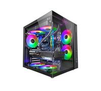 Mars Gaming MCV-One, Boîtier Gaming ATX, Double Verre Trempé Continu, Ventilateur FRGB 12cm, Structure à Double Chambre, Moyen-Tour PC Compact, Support Refroidissement Liquide jusqu'à 240mm, Noir