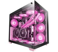 Mars Gaming MCV4 Rose, Tour Gaming Custom XXL E-ATX, Fenêtre Verre Trempé Avant et Latérale Sans Cadre, Structure Modulaire à