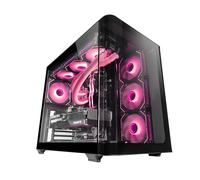 Mars Gaming MCV4W, Tour Gaming Custom XXL E-ATX, Fenêtres Latérales et Frontales en Verre Trempé sans Cadre, Structure Modulaire Double Chambre, Blanc