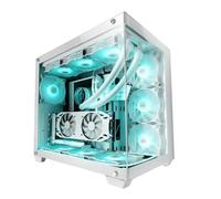 Mars Gaming MCV4W, Tour Gaming Custom XXL E-ATX, Fenêtres Latérales et Frontales en Verre Trempé sans Cadre, Structure Modulaire Double Chambre, Blanc