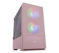 Mars Gaming MCZP, Boîtier PC Gaming Micro-ATX/Mini-ITX, Compact avec 2 Ventilateurs FRGB, Panneau Avant Mesh, Double Chambre, Support Refroidissement Liquide, Rose