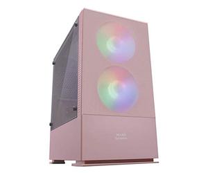 Mars Gaming MCZP, Boîtier PC Gaming Micro-ATX/Mini-ITX, Compact avec 2 Ventilateurs FRGB, Panneau Avant Mesh, Double Chambre, Support Refroidissement Liquide, Rose