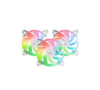 Mars Gaming MF-3A Kit 3 Ventilateurs 120mm ARGB Blanc, 1100 RPM, 14 dB, 39 CFM, 2.03 mmH2O, FDB, 3-Pin/4-Pin, 12V, pour Boitier PC