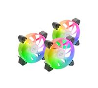 Mars Gaming MF-3A, Kit 3X Ventilateurs FDB Ultra Silencieux 120mm, Eclairage ARGB Rainbow 360° sans Cadre, Ventilateurs 3en1 Compatibilité ARGB Totale, Double Connecteur ARGB Mâle + Femelle, Noir