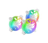 Mars Gaming MF-3A, Kit 3X Ventilateurs FDB Ultra Silencieux 120mm, Eclairage ARGB Rainbow 360° sans Cadre, Ventilateurs 3en1 Compatibilité ARGB Totale, Double Connecteur ARGB Mâle + Femelle, Blanc