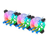 Mars Gaming MF-3AR, Kit 3X Ventilateurs 120mm FDB, Pales Inversées, Éclairage ARGB 360° sans Cadre, Anneau Lumineux Complet, Ventilateurs PC Compatibles ARGB, Double Connecteur, Noir