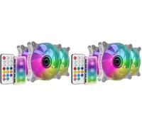 Mars Gaming MF-3DKIT Blanc, Kit 3 Ventilateurs ARGB 360° 12cm, Miroir Infinity 3D, Système Anti-vibration, Contrôleur ARGB, Télécommande RF, Compatibilité Totale. (Lot de 2)