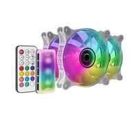 Mars Gaming MF-3DKIT Blanc, Kit 3 Ventilateurs ARGB 360° 12cm, Miroir Infinity 3D, Système Anti-Vibration, Contrôleur ARGB, Télécommande RF, Compatibilité Totale.