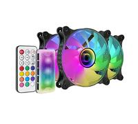MARS GAMING MF-3DKIT Noir, Kit 3 Ventilateurs ARGB 360° 12cm, Miroir Infinity 3D, Système Anti-Vibration, Contrôleur ARGB, Télécommande RF, Compatibilité Totale.