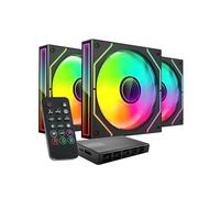 MARS GAMING MF-3DPROKIT, Kit 3X Ventilateurs PWM 120mm, Éclairage ARGB Infinity Mirror 3D, Système de contrôle PWM, Paliers FDB, Télécommande et HUB, Compatibilité Totale ARGB, Noir