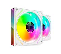 Mars Gaming MF-3DPROX2, Kit 2X Ventilateurs PWM 120mm, Ã‰Clairage ARGB Triple Infinity Mirror 360°, Système de Contrôle PWM, Paliers FDB, Ventilateurs PC avec Compatibilité Totale ARGB, Blanc