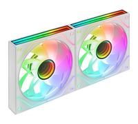 Mars Gaming MF-3DPROX2R, Kit de 2 Ventilateurs 120mm, Pales Inversées, Éclairage ARGB Triple Miroir Infini 360°, Contrôle PWM, Roulements FDB, Ventilateurs PC avec Compatibilité Totale ARGB, Blanc