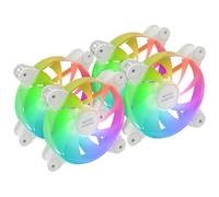 Mars Gaming MF-4A, Kit 4x Ventilateurs 120mm ARGB, Éclairage 360° Sans Cadre, RGB Adresseable 5V 3Pin, Effet Rainbow Personnalisable, Roulements FDB Ultra-silencieux, Double Connecteur, Blanc