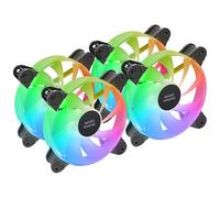 Mars Gaming MF-4A, Kit 4x Ventilateurs 120mm ARGB, Éclairage 360° Sans Cadre, RGB Adresseable 5V 3Pin, Effet Rainbow Personnalisable, Roulements FDB Ultra-silencieux, Double Connecteur, Noir