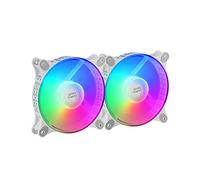 Mars Gaming MF-Duo, Kit 2 Ventilateurs FRGB Rainbow 360°, Ultra-Silencieux, Double Connexion 3PIN + 4PIN, Blanc