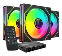 Mars Gaming MF-3DPROKIT, Kit 3X Ventilateurs PWM 120mm, Éclairage ARGB Infinity Mirror 3D, Système de contrôle PWM, Paliers FDB, Télécommande et HUB, Compatibilité Totale ARGB, Noir