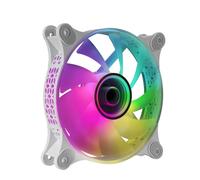 Mars Gaming MF-3D Blanc, Ventilateur ARGB 360° 12cm, Miroir Infinity 3D, Système Anti-vibration, Ultra-silencieux, Compatibilité Totale