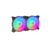 Mars Gaming MFDUO Kit de 2 ventilateurs 120mm FRGB 360°, 1100RPM, 38CFM, 12dBA, roulement hydraulique, connecteurs 3-Pin + 4-Pin