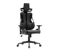 Mars Gaming MGC-Elite, Chaise Gaming Ergonomique, Dossier Flexible Adaptatif, Accoudoirs Ajustables 2D, Siège Inclinable, Finition Cuir PU, Chaise de Bureau avec Roues XL, Vérin à Gaz Classe 4, Noir