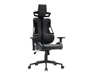 Mars Gaming MGC-Elite, Chaise Gaming Ergonomique, Dossier Flexible Adaptatif, Accoudoirs Ajustables 2D, Siège Inclinable, Finition Cuir PU, Chaise de Bureau avec Roues XL, Vérin à Gaz Classe 4, Bleu