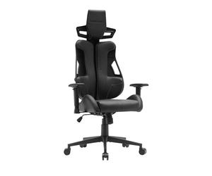 Mars Gaming MGC-Elite, Chaise Gaming Ergonomique, Dossier Flexible Adaptatif, Accoudoirs Ajustables 2D, Siège Inclinable, Finition Cuir PU, Chaise de Bureau avec Roues XL, Vérin à Gaz Classe 4, Gris