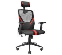 Mars Gaming MGC-Ergo Rouge, Chaise Gaming Ergonomique, Filet Respirant, Support Cervical + Lombaire + Accoudoirs Réglables