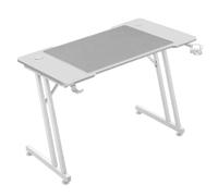 Mars Gaming MGD-A120 Bureau Gaming 120x60cm Fibre de Carbone | Tapis de Souris XXL, Structure en Acier, Double Pied en Z, Support pour Casque et Porte-Gobelet, Gestion des Câbles, Blanc