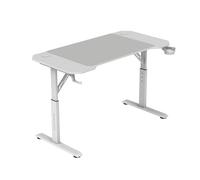 Mars Gaming MGD-ERGO120, Bureau Hauteur Réglable 3 Positions, Surface Ergonomique, Structure Métallique, Tapis XXL, Support Casque et Boisson, Gestion des Câbles, Bureau Gaming 120x60cm, Blanc