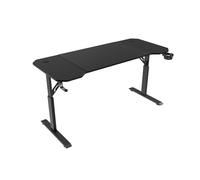 Mars Gaming MGD-ERGO140, Bureau Hauteur Réglable 3 Positions, Surface Ergonomique, Structure Métallique, Tapis XXL, Support Casque et Boisson, Gestion des Câbles, Bureau Gaming 140x60cm, Noir