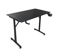 Mars Gaming MGD-X100 Table Gaming 100x60cm Finition Fibre de Carbone | Structure Acier, Passe-câbles Intégré, Support Casque et Porte-gobelet, Poids jusqu'à 100kg, Bureau PC 100x60x75cm, Noir