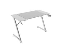 Mars Gaming MGD-X120, Bureau Gaming Ergonomique, Surface en Fibre de Carbone, Structure Métallique, Tapis de Souris XXL, Supports Casque et Boissons, Gestion des Câbles, Bureau Gaming 120x60cm, Blanc