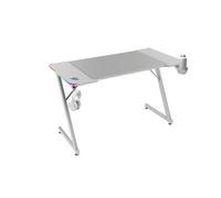 Mars Gaming MGD-X120RGB, Bureau Gaming Ergonomique, Éclairage ARGB avec Télécommande, Surface Fibre de Carbone, Tapis XXL, Supports Casque et Boisson, Gestion Câbles, Bureau Gaming 120x60cm, Blanc