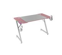 Mars Gaming MGD-X120RGB, Bureau Gaming Ergonomique, Éclairage ARGB avec Télécommande, Surface Fibre de Carbone, Tapis XXL, Supports Casque et Boisson, Gestion Câbles, Bureau Gaming 120x60cm, Rose