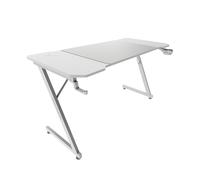 Mars Gaming MGD-X140, Bureau Gaming Ergonomique, Surface en Fibre de Carbone, Structure Métallique, Tapis de Souris XXL, Supports Casque et Boissons, Gestion des Câbles, Bureau Gaming 140x60cm, Blanc