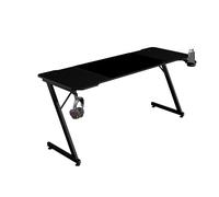 Mars Gaming MGD-X160, Bureau Gaming Ergonomique, Surface en Fibre de Carbone, Structure Métallique, Tapis de Souris XXL, Supports Casque et Boissons, Gestion des Câbles, Bureau Gaming 160x60cm, Noir