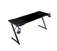 Mars Gaming MGD-X160RGB, Bureau Gaming Ergonomique, Éclairage ARGB avec Télécommande, Surface Fibre de Carbone, Tapis XXL, Supports Casque et Boisson, Gestion Câbles, Bureau Gaming 160x60cm, Noir