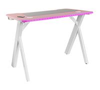 Mars Gaming MGD100RGBP, Bureau Gaming Ergonomique RGB, Tapis XXL, Support Casque et Boisson, Bureau PC, 100x60cm, Rose