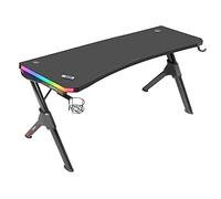 Mars Gaming MGD140RGB Noir, Table de Jeu RGB 140cm, Support Casque+Boissons, Tapis de Souris Total