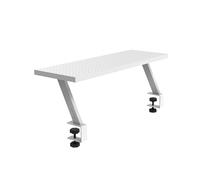 Mars Gaming MGDS, Rehausseur de Moniteur, Élève Le Moniteur 17cm, Support Bureau Ergonomique en Acier, Plateau Fibre de Carbone 60x20cm, Support Écran pour Bureaux de 10 à 33 mm d'Épaisseur, Blanc