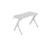 Mars Gaming MGDW Bureau Gaming 110x60x74cm Acier Blanc, Plateau Laminé Fibre Carbone, Gestion Câbles, Supports Casque/Boisson, Charge Max. 100kg