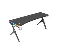Mars Gaming MGDXLRGB Bureau Gaming 160cm x 60cm, Plateau Fibre Carbone, Structure Acier, Rétroéclairage ARGB, Charge Max 100kg, Gestion Câbles, Noir