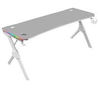 Mars Gaming Mgdxlrgb, Table De Jeu Rgb Ergonomique, Tapis Total, Casque + Porte-Bouteille, 160x60cm, Blanc