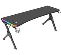 Mars Gaming MGDXLRGB, Table de Jeu Ergonomique RGB, Support Casque et Boissons, 160x60cm, Noir